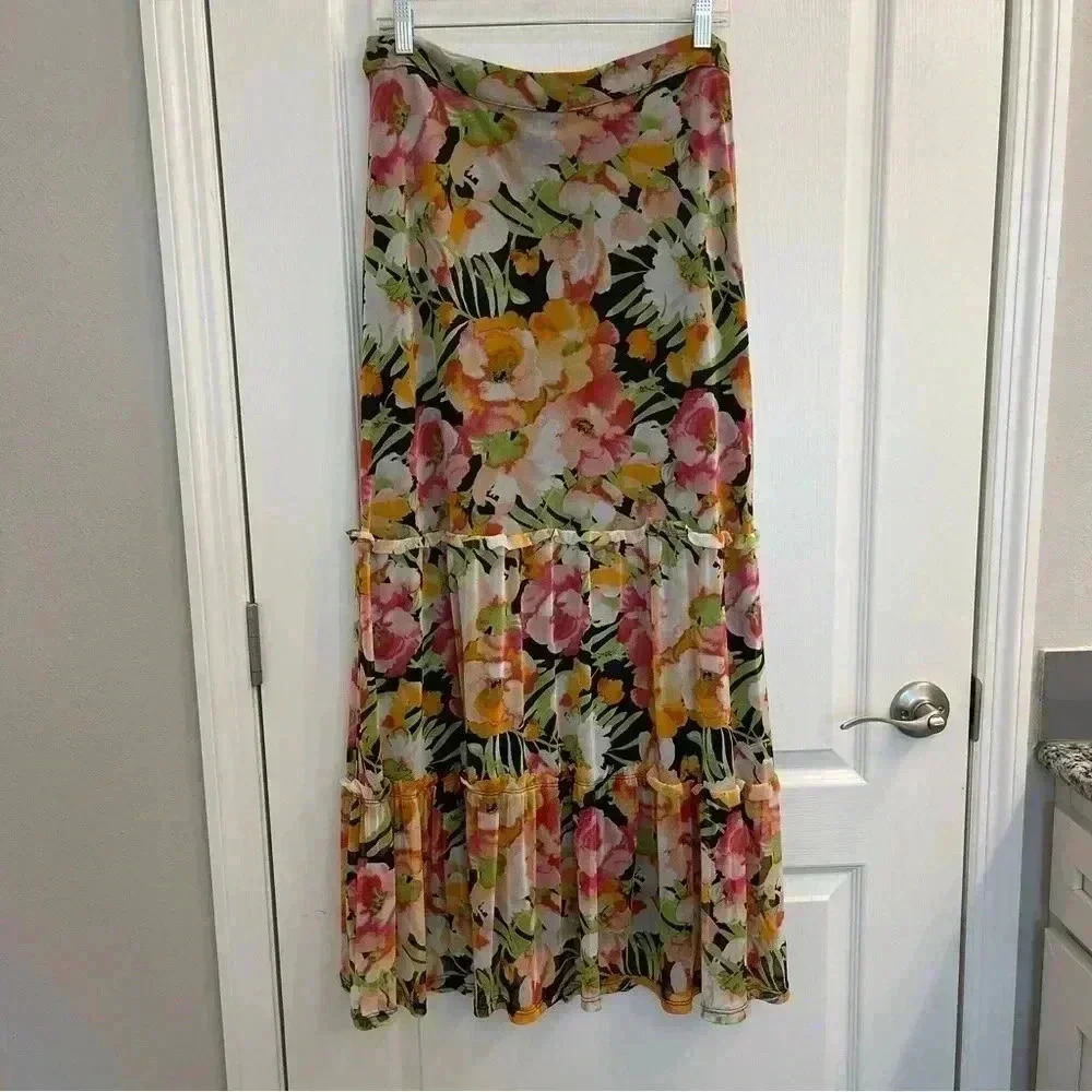 Multi Colored Floral Skirt (Pull On)